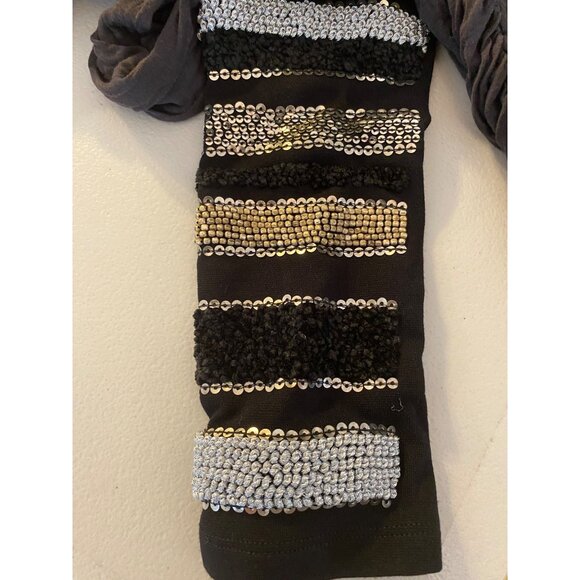 Lia kes New York Metal Rebel Dress Black Super Long Sequined Sleeves Large - Picture 5 of 10